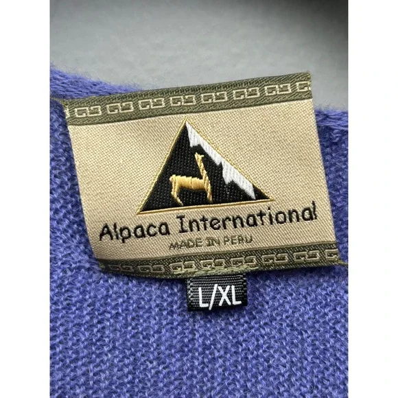 Alpaca International Cardigan Womens L/XL Blue 100% Baby Alpaca Open Front Peru - Picture 4 of 7